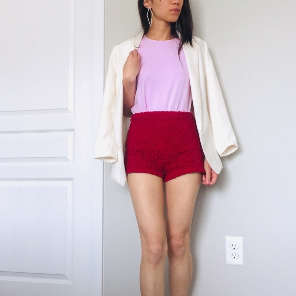 Maroon Crotchet Shorts